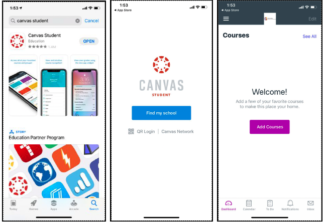 Canvas login screenshot