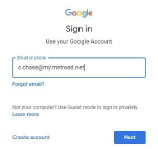 Google login screenshot